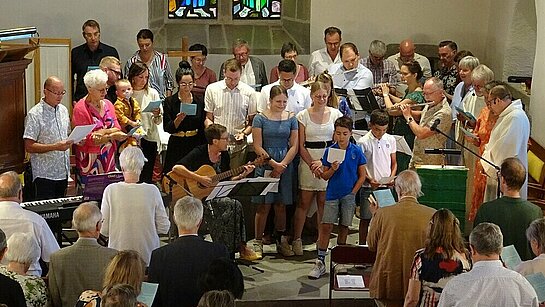 célébration à l'église du Motty - la grande famille Haesslein